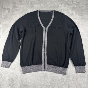 Sean John Sweater Cardigan Mens Black Full Zip Jacket Knit Deep V-Neck Size 3XL
